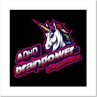 ADHD brainpower in hyperfocus unicorn Posters and Art